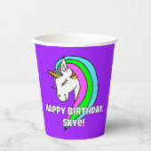 Gobelets En Papier Unicorne arc-en-ciel (Recto)