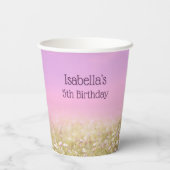 Gobelets En Papier Unicorne fête d'anniversaire rose et lavande (Verso)