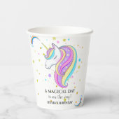 Gobelets En Papier Unicorne modifiable fête d'anniversaire (Verso)