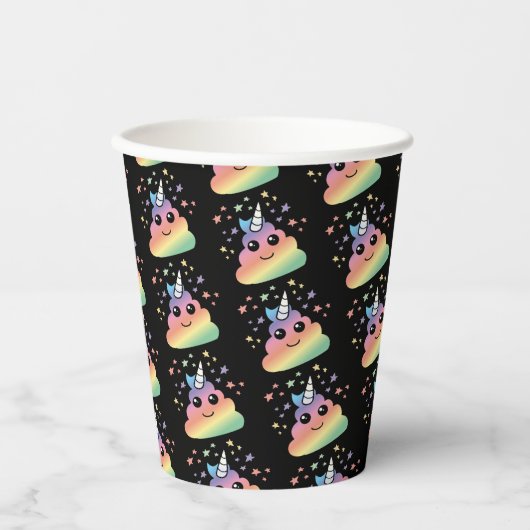 Gobelets En Papier Unicorne Rainbow Poop Emoji (Recto)