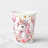 Gobelets En Papier Unicorne rose (Recto)