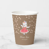 Gobelets En Papier Unicorne rose magique Ballerina Fille Anniversaire (Verso)