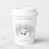 Gobelets En Papier Unicornes blanches Aimer Couple (Verso)