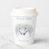 Gobelets En Papier Unicornes blanches Aimer Couple (Recto)