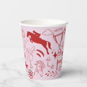 Gobelets En Papier Unique Cheval Rose fille équestre Pony Anniversair (Verso)