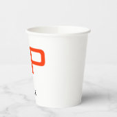 Gobelets En Papier Unique Noir Blanc tendance Orange Monogramme (Gauche)