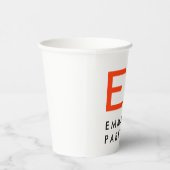 Gobelets En Papier Unique Noir Blanc tendance Orange Monogramme (Droite)