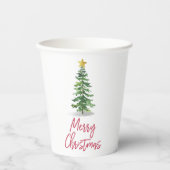 Gobelets En Papier Vacances de Noël Arbre à Pins d'Eau (Recto)
