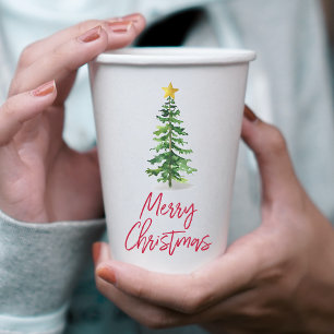 Gobelets En Papier Vacances de Noël Arbre à Pins d'Eau