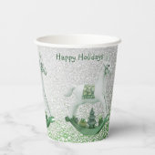 Gobelets En Papier Vacances de Noël vert à Cheval Blanc (Verso)