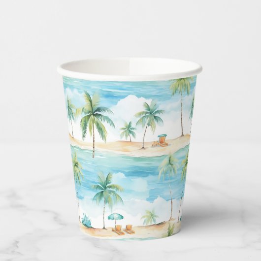 Gobelets En Papier Vacances d'été Plage Palm Trees - (Gauche)