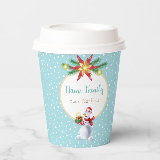 Gobelets En Papier Vacances d'hiver Noël et Nouvel An Snowman (Recto)