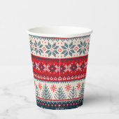 Gobelets En Papier Vacances Faux Knit Motif Nordic Thème Noël (Droite)
