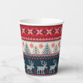 Gobelets En Papier Vacances Faux Knit Motif Nordic Thème Noël (Gauche)