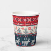 Gobelets En Papier Vacances Faux Knit Motif Nordic Thème Noël (Droite)