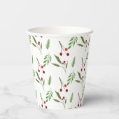 Gobelets En Papier Vacances Modernes Vacances Verdure Botanique Berry (Verso)