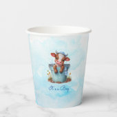 Gobelets En Papier Vache bébé mignonne dans le Baby shower bleu seau (Verso)