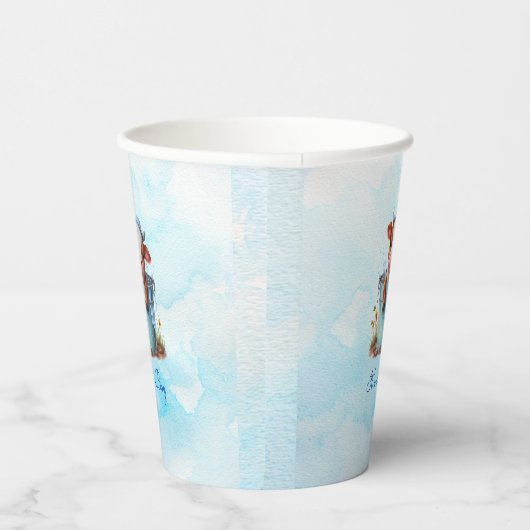 Gobelets En Papier Vache bébé mignonne dans le Baby shower bleu seau (Droite)