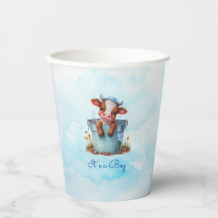 Gobelets En Papier Vache bébé mignonne dans le Baby shower bleu seau