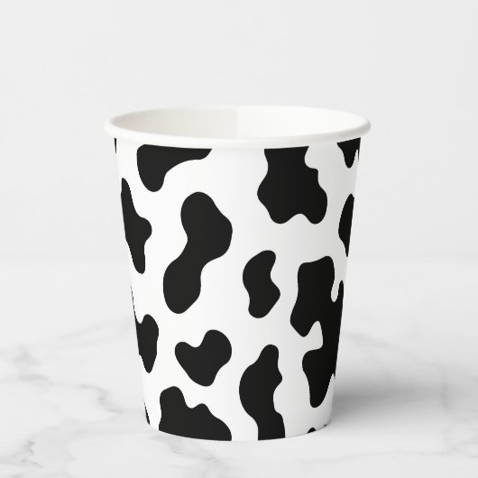 Gobelets En Papier Vache blanche et noire Imprimer Fête d'anniversair (Gauche)