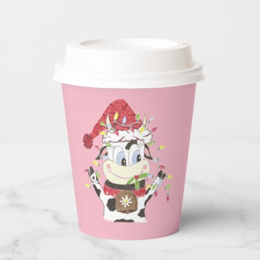 Gobelets En Papier Vache caricaturée en tasses de papier lumineuses d (Recto)