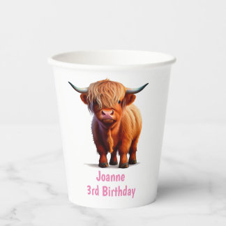 Gobelets En Papier Vache Highland BONJOUR ANNIVERSAIRE Tasses en papi