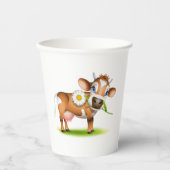 Gobelets En Papier Vache laitière au dessin mignonne avec fleur et he (Recto)