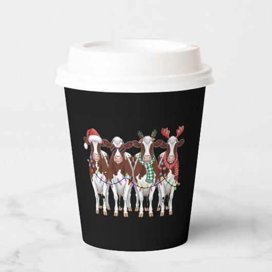 Gobelets En Papier Vache Noël Vache Louvain Cadeau Vacances ferme (Recto)