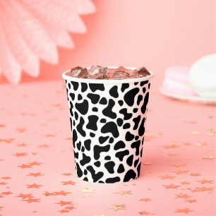 Gobelets En Papier Vache noire et blanche Imprimer Anniversaire