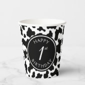 Gobelets En Papier Vache noire et blanche Imprimer Cowboy Premier ann (Recto)