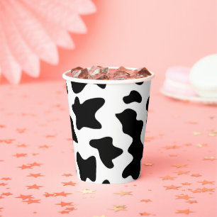 Gobelets En Papier Vache noire et blanche Imprimer ferme Grange Fête