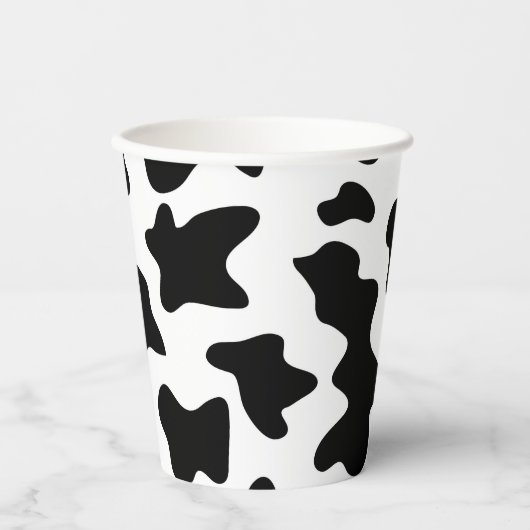 Gobelets En Papier Vache noire et blanche Imprimer ferme Grange Fête  (Recto)