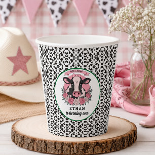 Gobelets En Papier Vache sacrée, je suis une cowgirl de 1 an