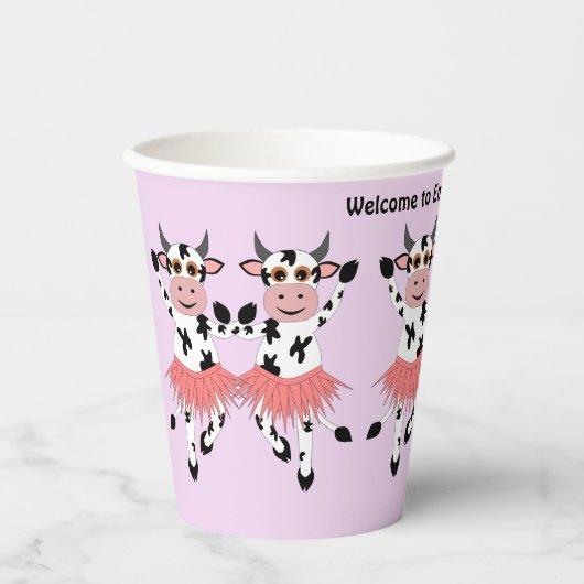 Gobelets En Papier Vaches dansantes mignonnes et amusantes (Recto)