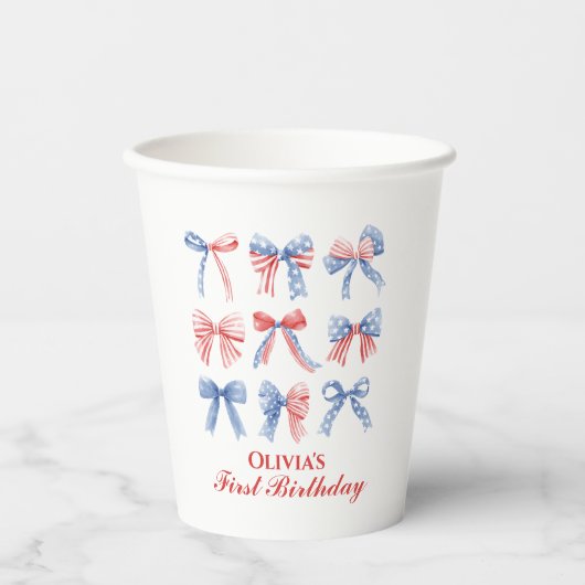 Gobelets En Papier Vaches rouges, blanches et bleues quatrième annive (Recto)