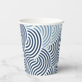 Gobelets En Papier Vague de mer japonaise design bleu et blanc (Verso)