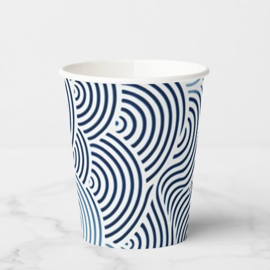 Gobelets En Papier Vague de mer japonaise design bleu et blanc (Gauche)