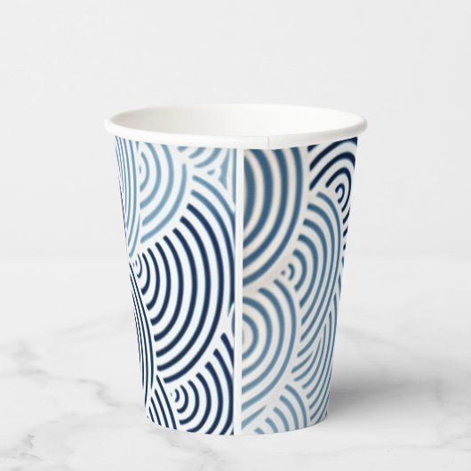 Gobelets En Papier Vague de mer japonaise design bleu et blanc (Droite)