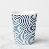 Gobelets En Papier Vague de mer japonaise design bleu et blanc (Recto)