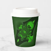 Gobelets En Papier Vague Spirale Vert Foncé Et Lime (Recto)