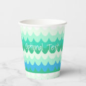 Gobelets En Papier Vagues géométriques bleues, vertes et Turquoises (Recto)