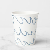Gobelets En Papier Vagues minimes Abstrait main tiré Motif de mer (Verso)
