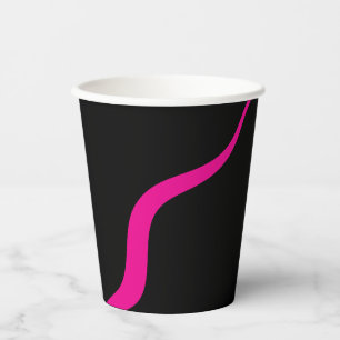 Gobelets En Papier Vagues simples 3 en Magenta et noir