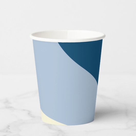 Gobelets En Papier Vagues simples - bleu foncé, bleu clair et crème (Gauche)