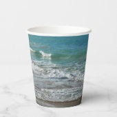 Gobelets En Papier Vagues sur la plage bleu turquoise Océan (Verso)