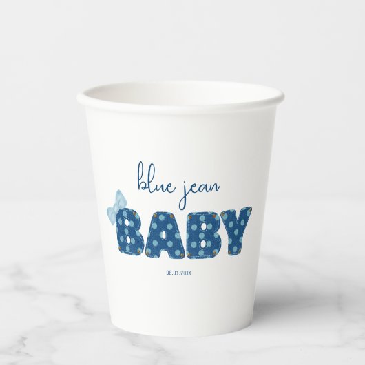 Gobelets En Papier Vaisselle Blue Jean Baby shower | Parti à thème (Recto)