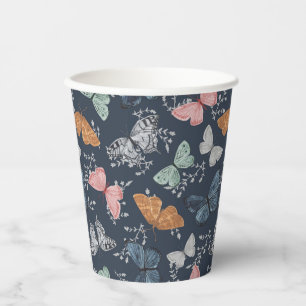 Gobelets En Papier Vaisselle de fête de table de papillon bohème bleu