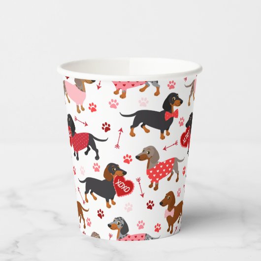 Gobelets En Papier Valentine Dachshund (Gauche)