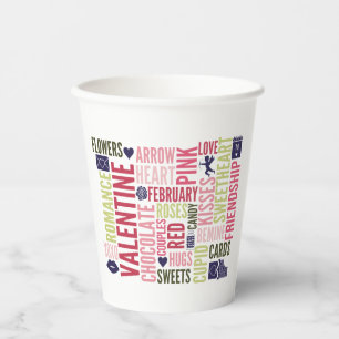 Gobelets En Papier Valentine Mots Saint Valentin