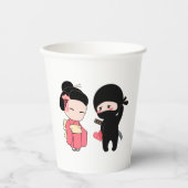 Gobelets En Papier Valentine Ninja et Geisha (Recto)
